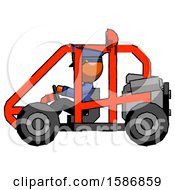 Poster, Art Print Of Orange Police Man Riding Sports Buggy Side View