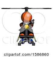 Poster, Art Print Of Orange Clergy Man Flying In Gyrocopter Front View