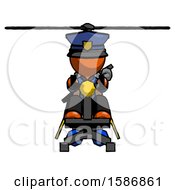Orange Police Man Flying In Gyrocopter Front View