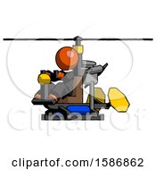 Poster, Art Print Of Orange Clergy Man Flying In Gyrocopter Front Side Angle View