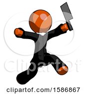 Poster, Art Print Of Orange Clergy Man Psycho Running With Meat Cleaver