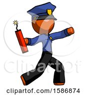 Poster, Art Print Of Orange Police Man Throwing Dynamite