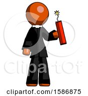 Orange Clergy Man Holding Dynamite With Fuse Lit