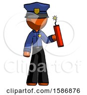 Poster, Art Print Of Orange Police Man Holding Dynamite With Fuse Lit