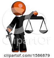 Poster, Art Print Of Orange Clergy Man Justice Concept With Scales And Sword Justicia Derived