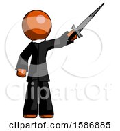 Orange Clergy Man Holding Sword In The Air Victoriously