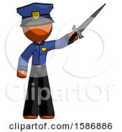 Poster, Art Print Of Orange Police Man Holding Sword In The Air Victoriously