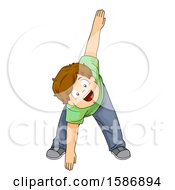 Poster, Art Print Of Brunette White Boy Reaching The Floor And Stretching His Body