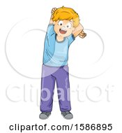 Poster, Art Print Of Blond White Boy Stretching His Arms