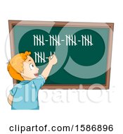 Poster, Art Print Of Red Haired White Boy Tallying On Blackboard