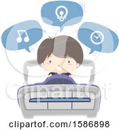 Poster, Art Print Of Boy Speaking And Using Voice Command On His Bed