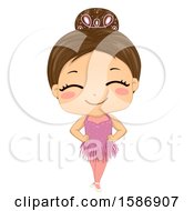 Clipart Of A Brunette White Girl Wearing A Ballroom Dancing Costume Royalty Free Vector Illustration