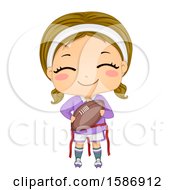 Clipart Of A White Girl Holding A Ball Playing Flag Foot Ball Royalty Free Vector Illustration by BNP Design Studio