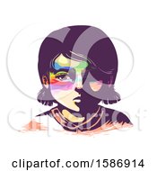 Poster, Art Print Of Sad Girl With Rainbow Pattern On Eyes Area