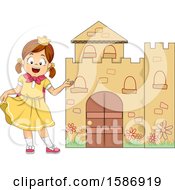 Poster, Art Print Of Brunette White Girl Princess Welcoming Us In Her Castle In A Play
