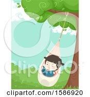 Poster, Art Print Of Girl Reading On A Pod Swing Under A Tree