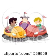 Poster, Art Print Of Group Of Children Riding Bumper Cars