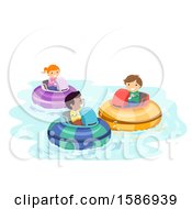 Poster, Art Print Of Group Of Children Playing Bumper Boats