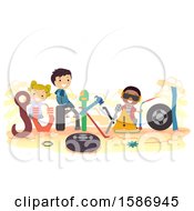 Poster, Art Print Of Group Of Children With Junkyard Lettering
