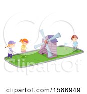 Poster, Art Print Of Group Of Children Playing Miniature Golf
