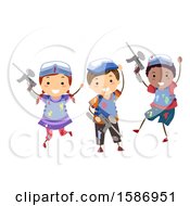 Clipart Of A Group Of Children After Playing Paintball Royalty Free Vector Illustration