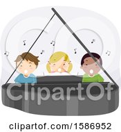 Poster, Art Print Of Group Of Children Singing And Playing A Piano