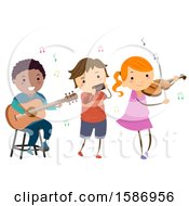 Poster, Art Print Of Group Of Children Playing Instruments