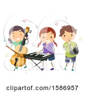 Clipart Of A Group Of Children Playing Instruments Royalty Free Vector Illustration by BNP Design Studio