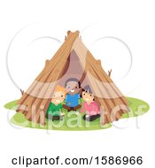 Poster, Art Print Of Group Of Children In A Garden Teepee