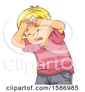 Poster, Art Print Of Blond White Boy Holding His Head With A Red Bump