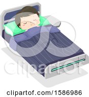 Clipart Of A Brunette White Boy Sleeping In A Floating Bed Royalty Free Vector Illustration