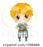 Poster, Art Print Of Blond White Boy Playing Flag Football