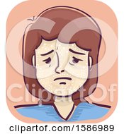 Clipart Of A Sad Girl With Scabs On Her Face Royalty Free Vector Illustration