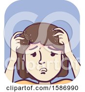Clipart Of A Girl Scratching Her Head With Dandruff Royalty Free Vector Illustration