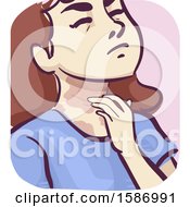Clipart Of A Girl With Rough Darker And Itchy Skin On Her Neck Royalty Free Vector Illustration