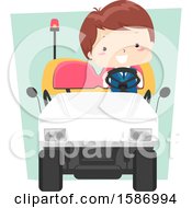 Poster, Art Print Of Boy Driving An Electric Car At The Airport