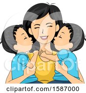 Poster, Art Print Of Mother Holding Her Twin Boys