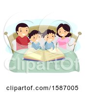 Poster, Art Print Of Parents Reading A Bedtime Story To Their Twin Boys