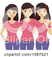 Poster, Art Print Of Group Of Teen Triplet Girls Wearing Matching Clothes
