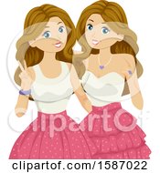 Poster, Art Print Of Teen Twin Girls Wearing Matching Dresses