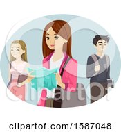 Clipart Of A Group Of Teen Students One With A Campus Map Royalty Free Vector Illustration