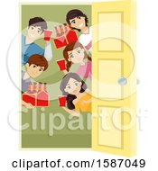 Poster, Art Print Of Group Of Teens With Alcohol Around An Open Door