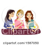 Poster, Art Print Of Group Of Teens Or Young Women Drinking Cocktails