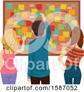 Clipart Of A Group Of Teens At A Bulletin Board Royalty Free Vector Illustration by BNP Design Studio