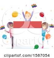 Poster, Art Print Of Group Of Teens Celebrating Pride Around A Calendar
