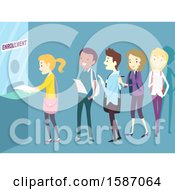 Clipart Of A Group Of Teens In Line For College Enrollment Royalty Free Vector Illustration