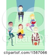 Clipart Of A Group Of Teens Hanging Out On Stairs Royalty Free Vector Illustration by BNP Design Studio