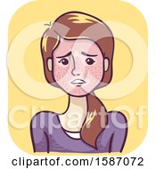 Clipart Of A Woman Blushing Royalty Free Vector Illustration