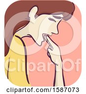 Clipart Of A Woman Sticking Fingers Down The Throat To Force Vomiting Royalty Free Vector Illustration