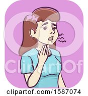 Clipart Of A Woman Holding And Massaging Her Throat Royalty Free Vector Illustration